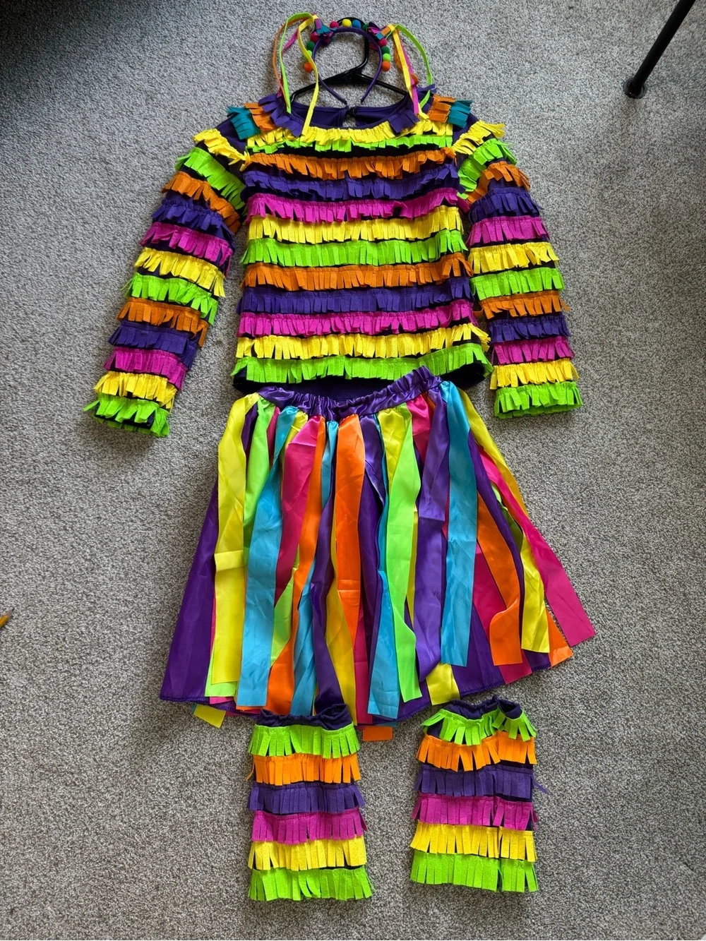 Sparkle in Pink Rainbow Piñata Costume Dress with Fringe